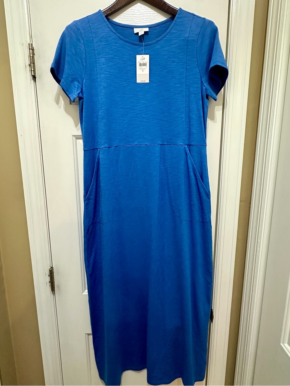 NWT J.Jill Blue Opal Knit Midi Dress w/ Pockets Size Small